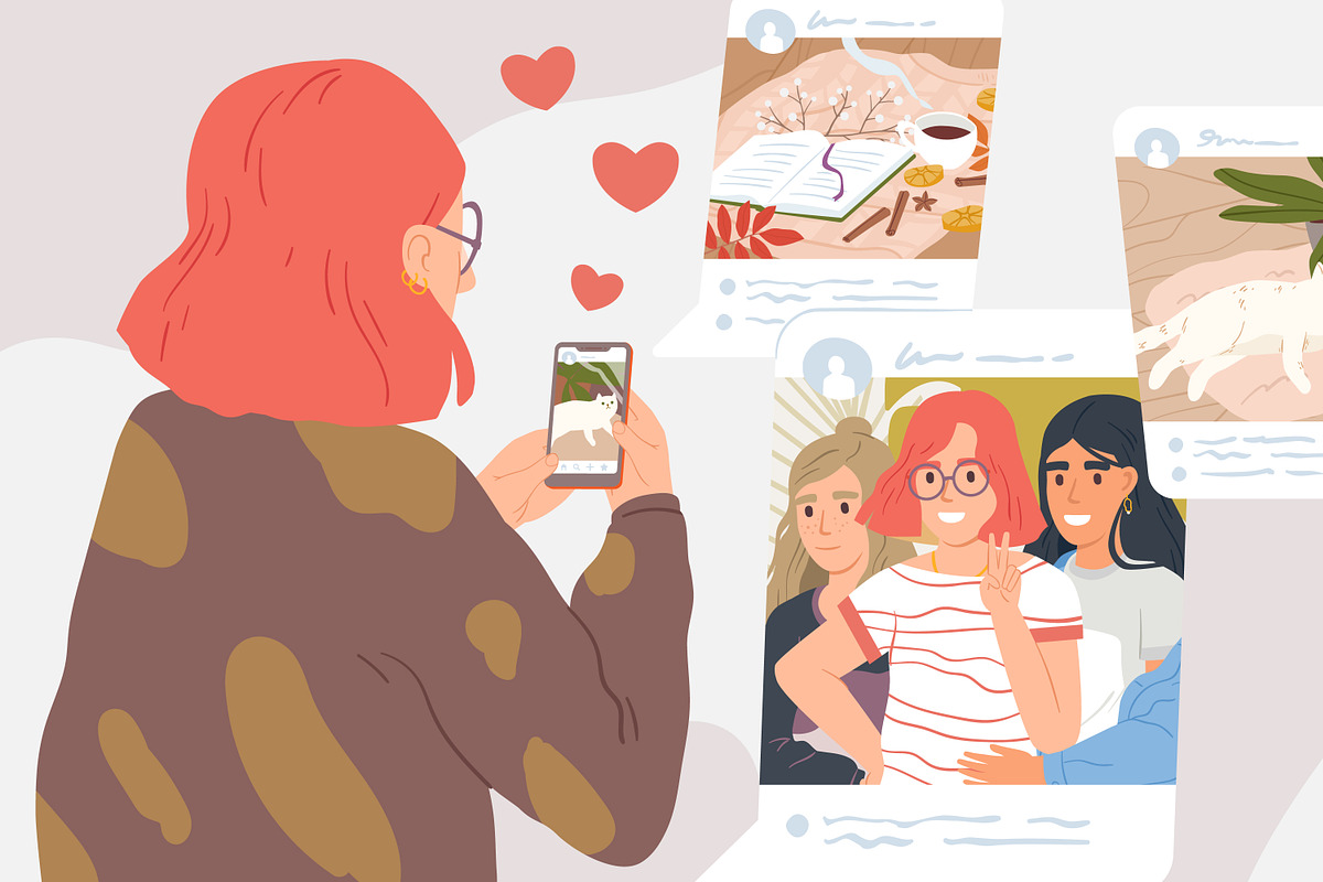 Sharing moments at social networks, a Person Illustration by Good Studio (Photo 2 of 3)