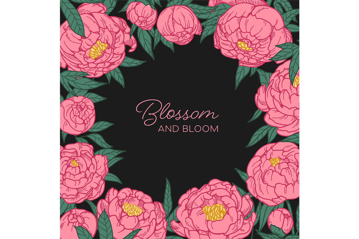 Peony flowers patterns, backgrounds, a Decorative Illustration by Good Studio (Photo 3 of 11)