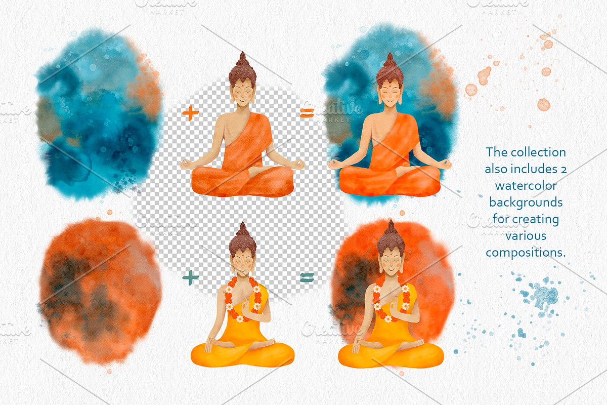 Buddha watercolor clip art, an Illustration by ARTerria (Photo 7 of 15)