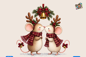 Whimsical Mice’ Christmas Kiss