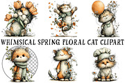 Whimsical Spring Floral Cat Clipart, an Illustration by OK Design (Thumbnail 2 of 6)
