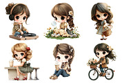 Watercolor Retro Girl Clipart, an Illustration by Daily.Designs (Thumbnail 2 of 5)