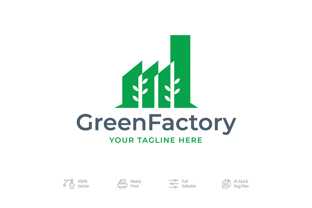 Minimal Flat Green Factory Logo, a Branding & Logo Template by Minimalist Logos (Photo 1 of 5)