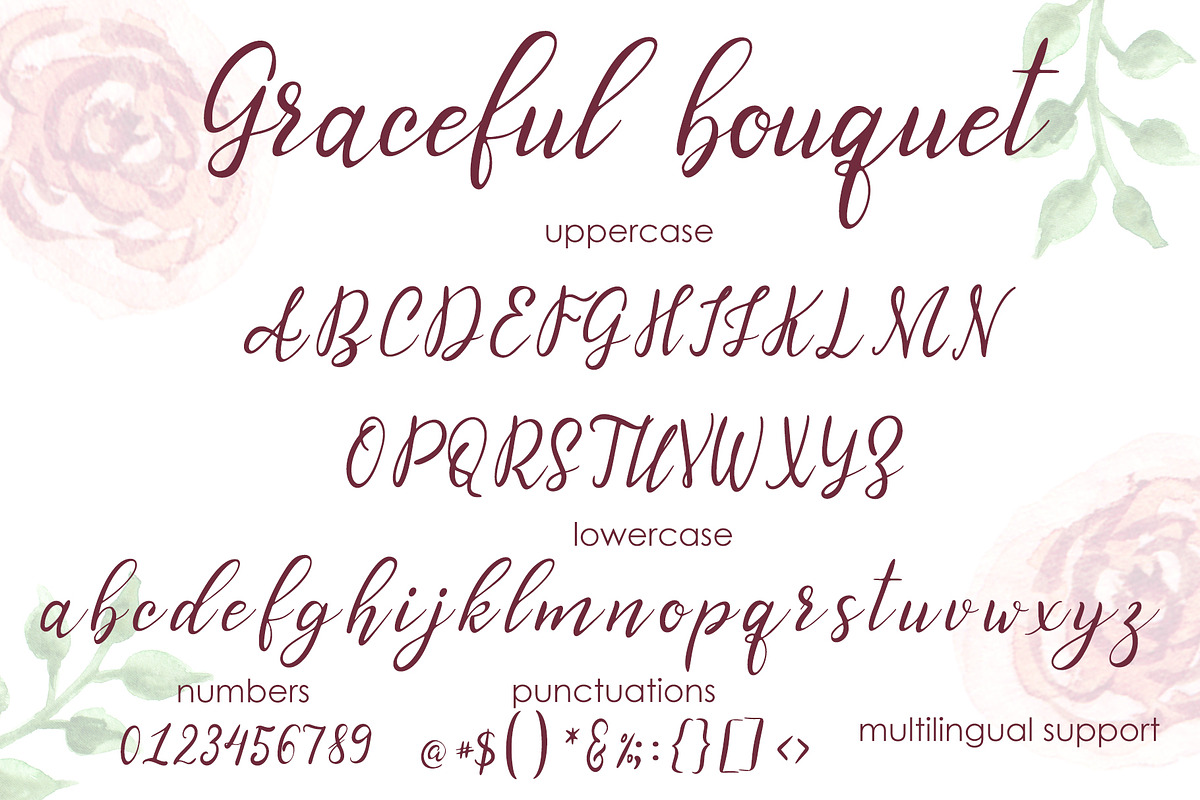 Graceful bouquet-lovely font&clipart preview 3