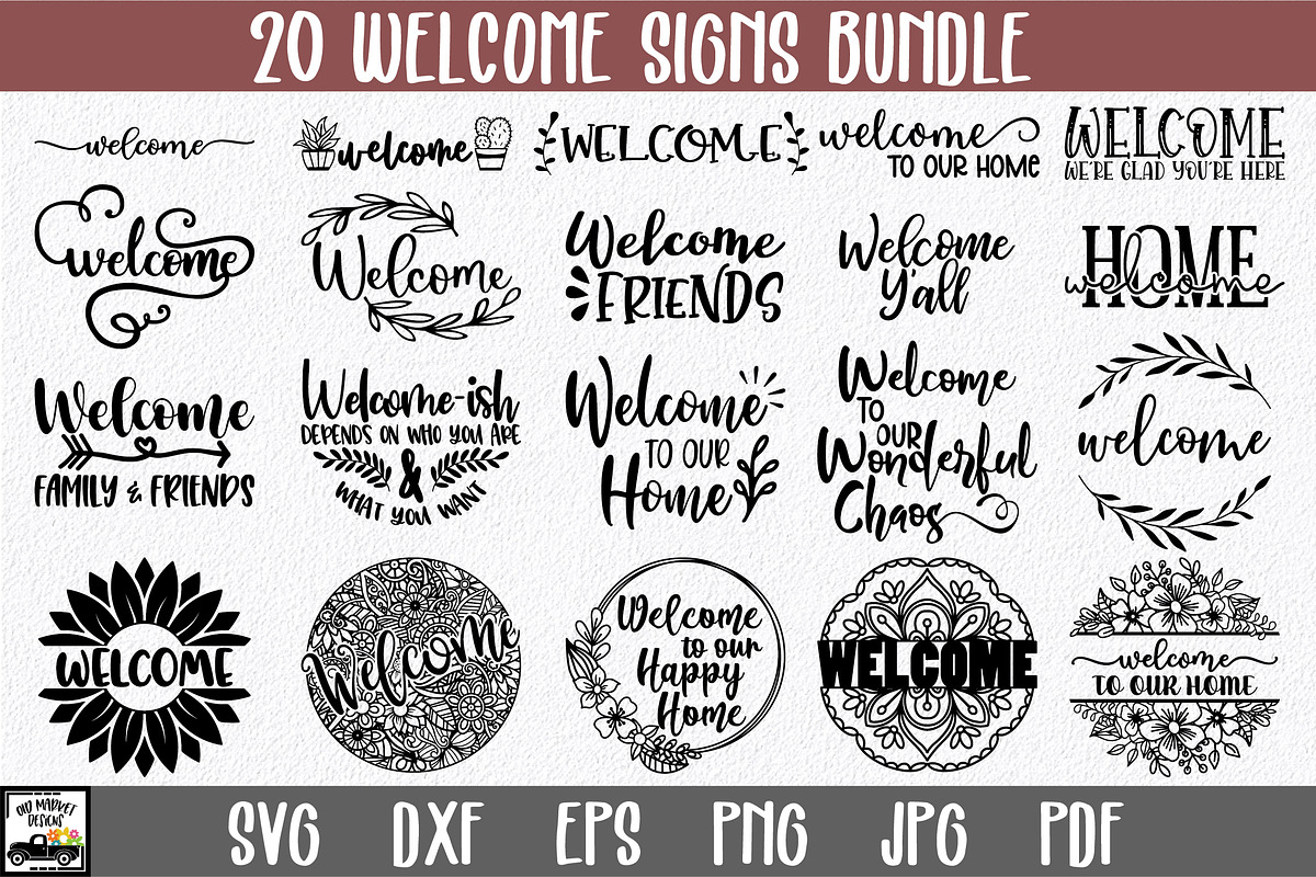 Welcome Sign Bundle, an Illustration by OldMarket Designs (Photo 1 of 11)
