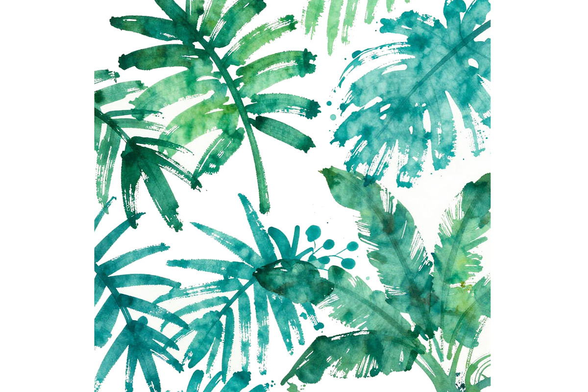 Watercolor Tropical Rain Forest Leav, a Decorative Illustration by Sharon Schwalbe (Photo 3 of 4)