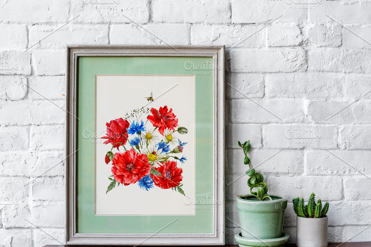 Red Poppy Watercolor Clipart, an Illustration by Depiano (Photo 8 of 9)