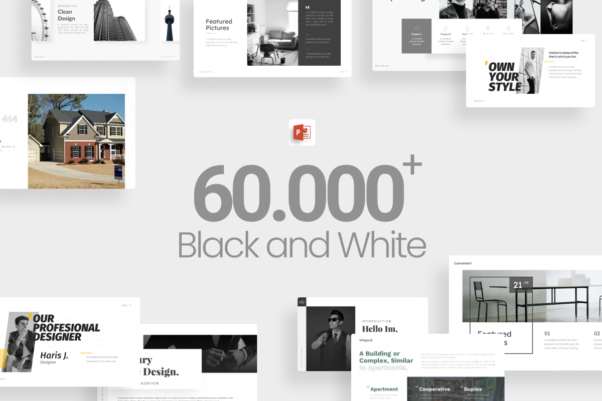 60.000+ Black and White Presentation, a Presentation Template by Brandearth RRGraph (Photo 1 of 13)