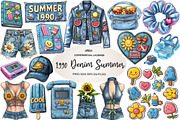 1990 Denim Summer Clipart, an Illustration by CreationArt (Thumbnail 1 of 5)