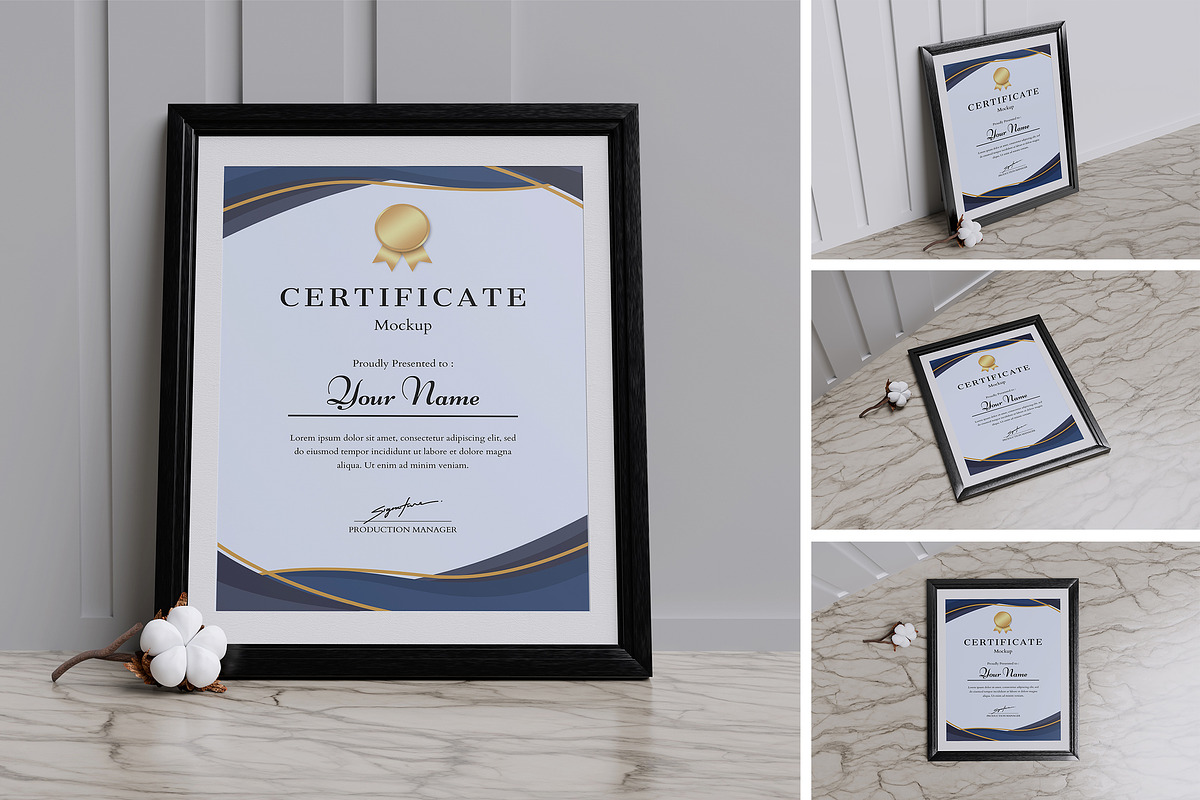 Certificate Mockup, an Advertising Mockup by xavier_studio (Photo 1 of 5)