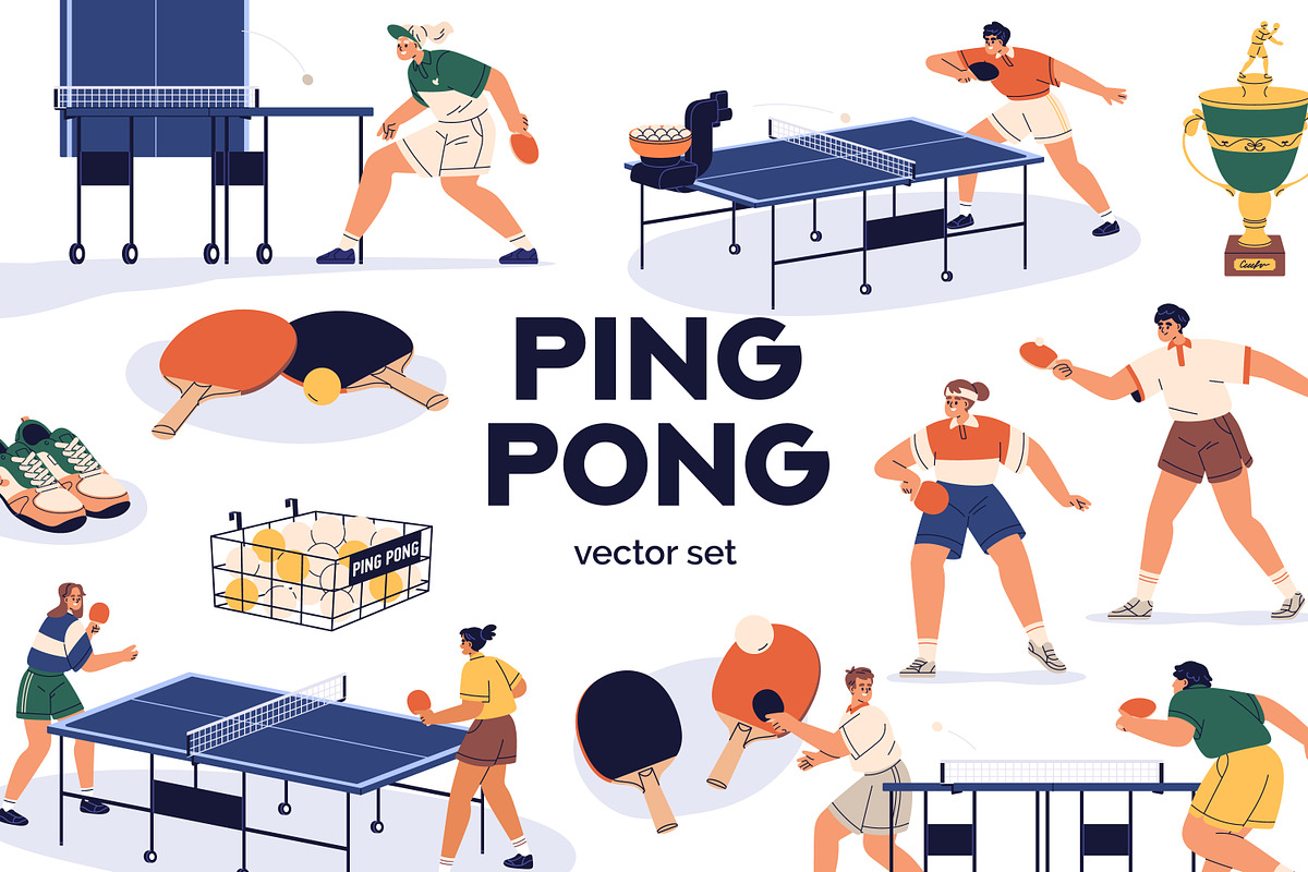 People play ping-pong, table tennis, a Sport Illustration by Good Studio (Photo 1 of 3)