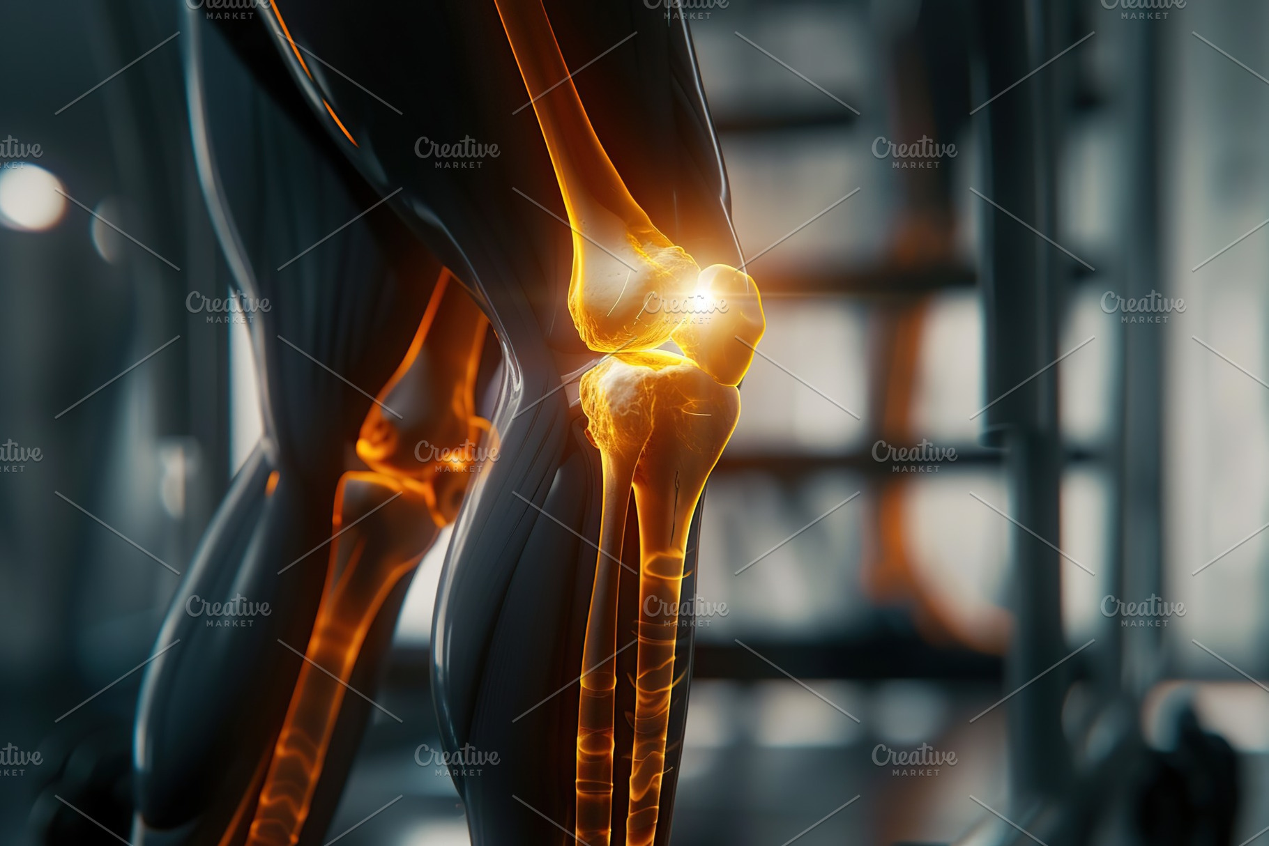 Highlighted pain in knee, a Health & Medical Photo by AlyaAnd