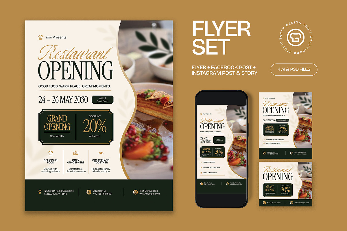 Restaurant Opening Flyer, a Flyer Template by graphicook (Photo 1 of 3)