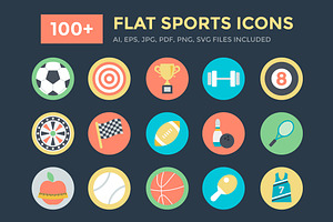 100 Flat Sports Icons