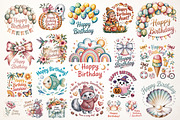 Happy Birthday Designs Bundle 25 PNG, a Decorative Illustration by Whimsy Brush Studio (Thumbnail 1 of 9)
