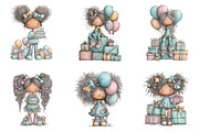 Whimsical birthday girl clipart, an Illustration by SinaCreation (Thumbnail 10 of 11)