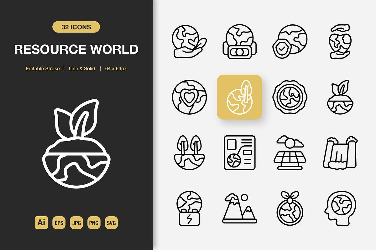 Resource World Icons, an Icon by Spacepixel Creative (Photo 1 of 3)
