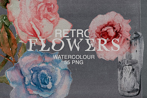 Retro Flowers Watercolour