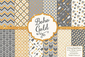 Grey Bohemian Glitter Patterns