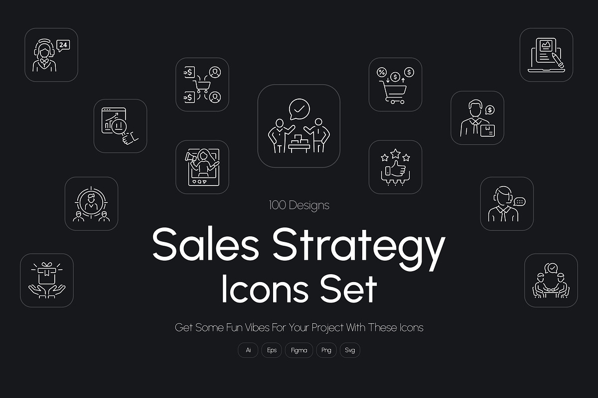 Sales Strategy Icons Set, an Outline Icon by Prosymbols (Photo 1 of 8)