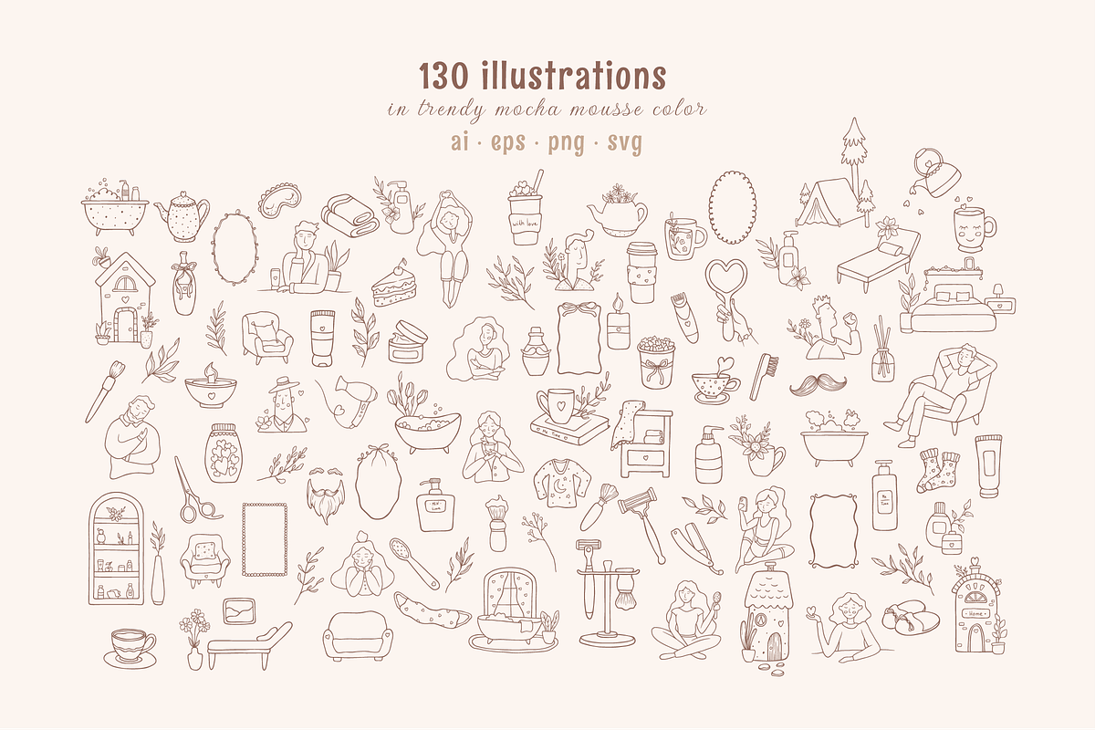 Whimsical self care set. Me time, a Healthcare Illustration by soboleva alya (Photo 2 of 16)