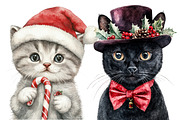 Christmas Hat and Cat Face Clipart, a Seasonal Illustration by CitraGraphics (Thumbnail 4 of 5)