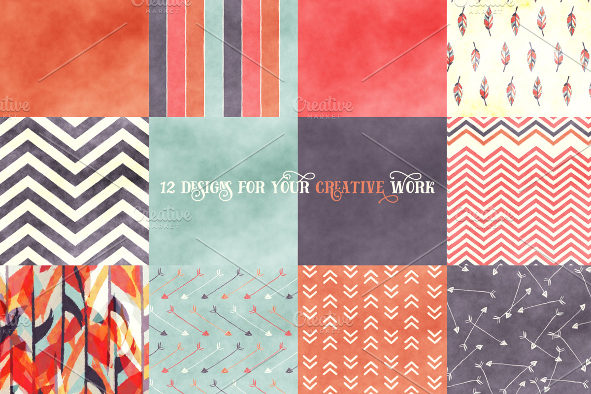 Watercolor Aztec Digital Paper preview 2