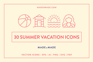 Summer Vacation Line Icons