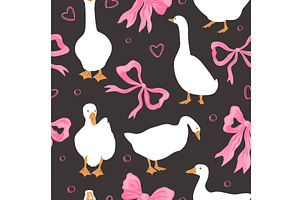 Seamless pattern with pink bows and, an Animal Illustration by Toltemara
