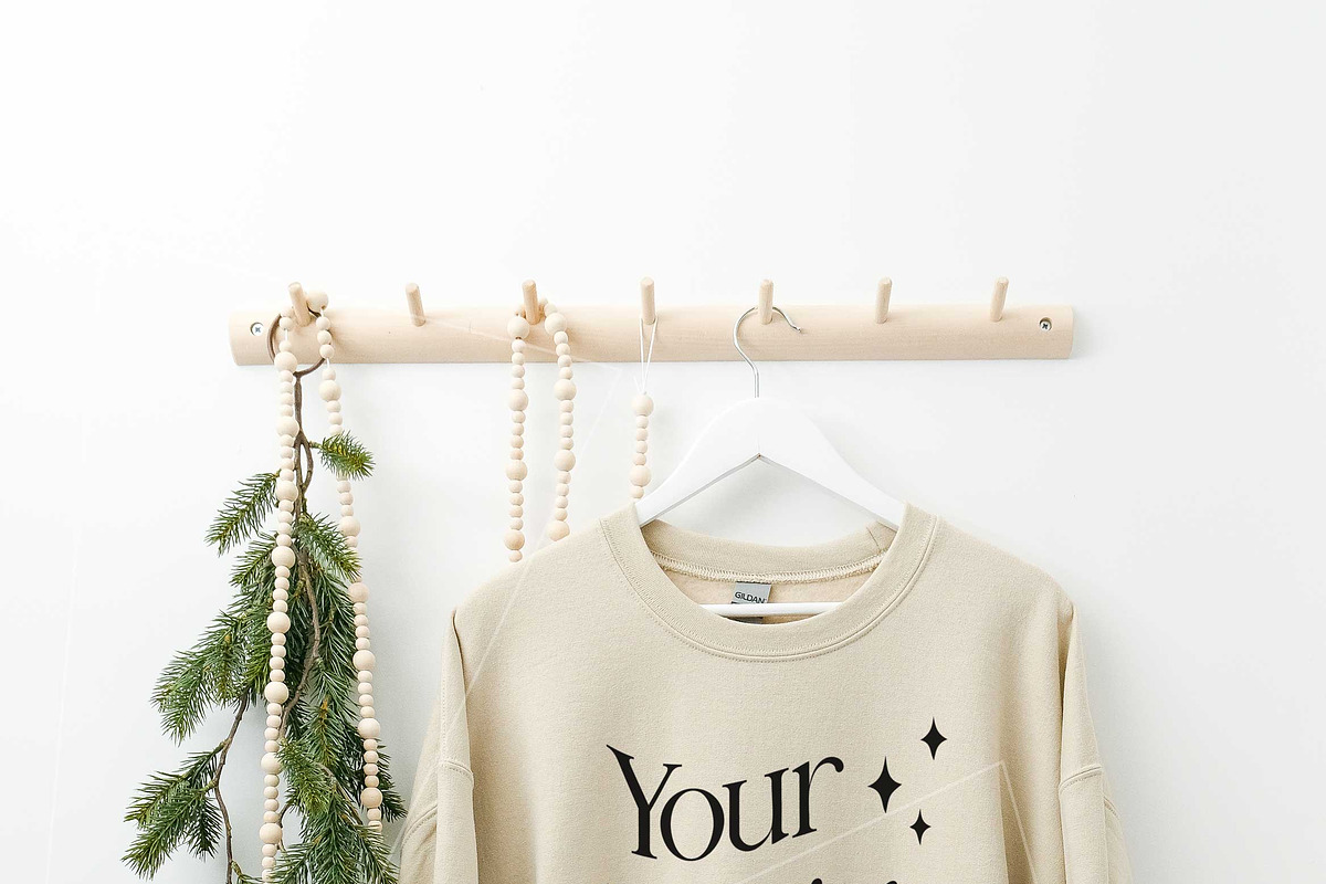 Sand Gildan 18000 Xmas Mockup x3, a Shirt Mockup by Uncommon Mockups (Photo 5 of 6)
