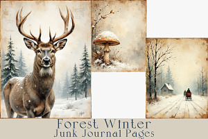 Forest Winter Junk Journal Pages.