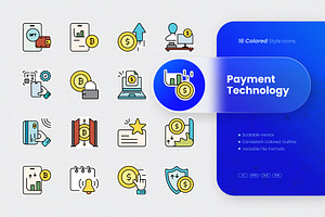 Payment Technology Colored Icons, an Outline Icon by cidcud_graphic