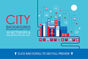 30 City background infographics set