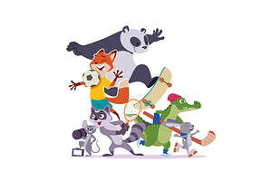Sport animals. group of wild funny, a Sport Illustration by Onyx