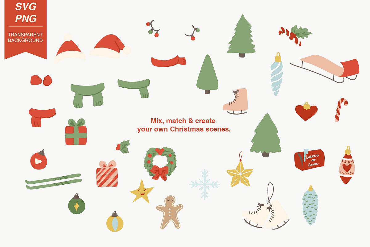 Christmas Animal Clipart & Patterns, an Animal Illustration by MayBay Studio (Photo 3 of 5)
