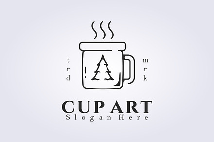 line art cup drink logo design