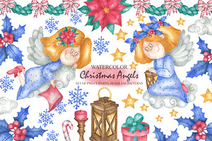 Watercolor Christmas Angels