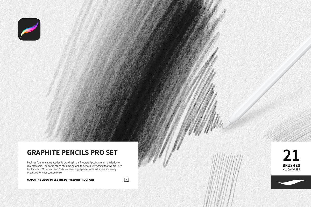 Graphite Pencils for Procreate, a Brush Add-On by Roman Striga (Photo 1 of 8)