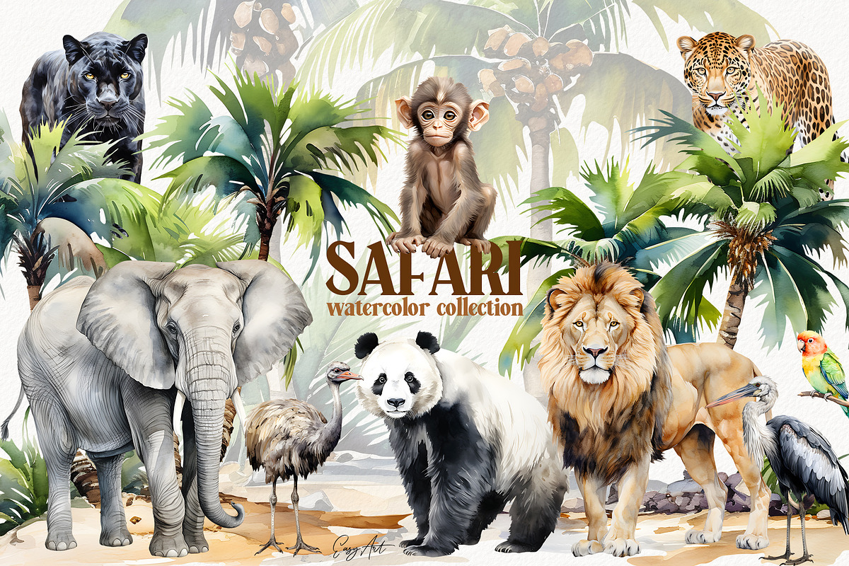 Safari Watercolor Collection, a Graphic by EasyArt (Photo 1 of 11)