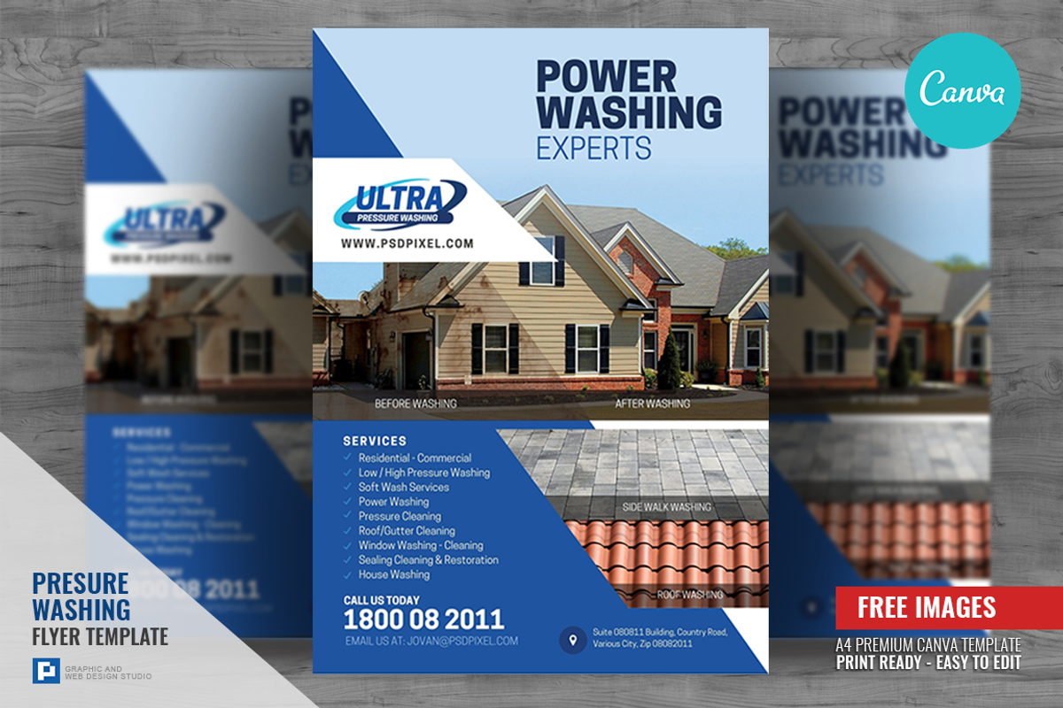 Power Washing Services Canva Flyer, a Flyer Template by PSDPixel (Photo 1 of 4)