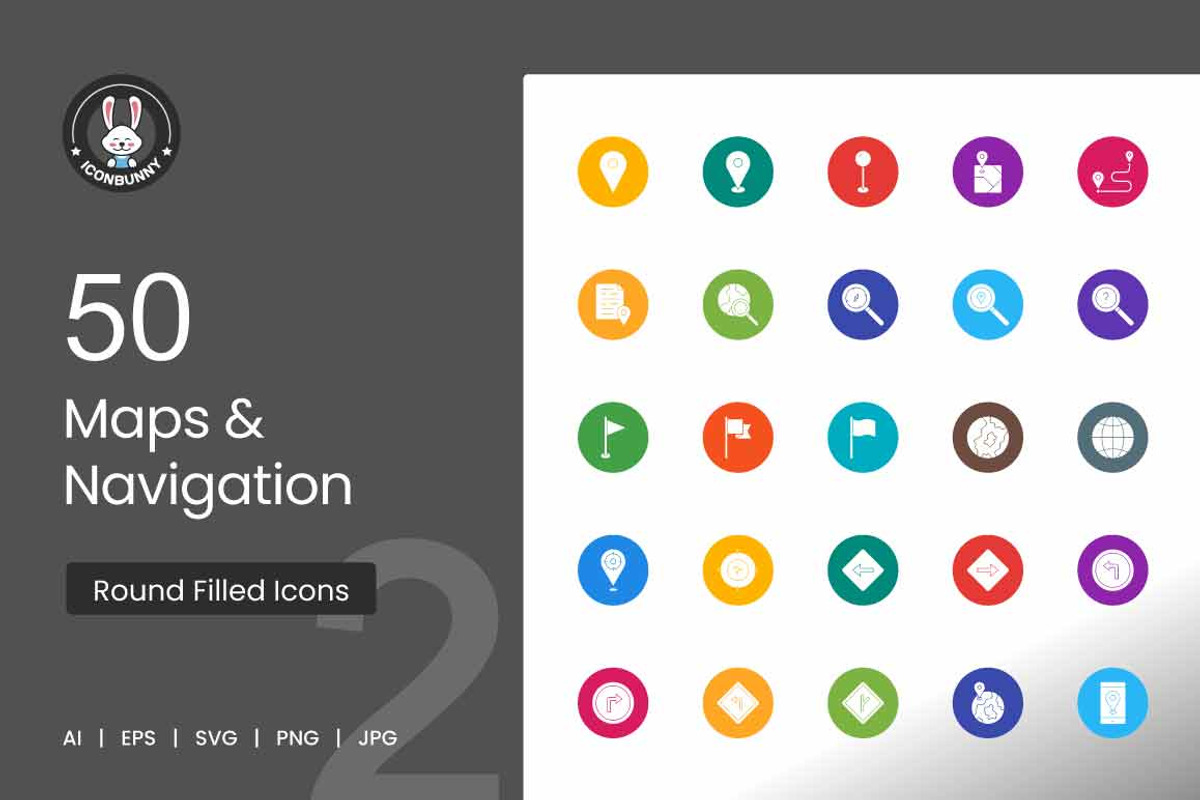 50 Maps & Navigation Flat Round, an Icon by IconBunny (Photo 1 of 2)