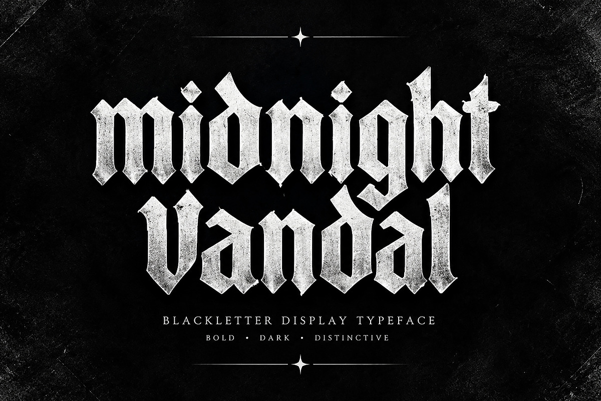 Midnight Vandal, a Blackletter Font by Wow Magic (Photo 1 of 5)