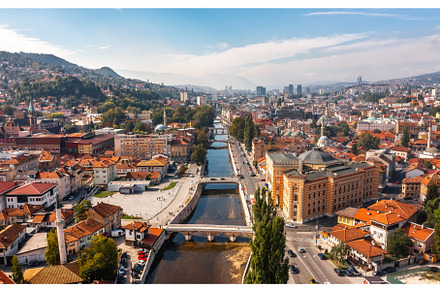 Aerial view of Sarajevo downtown