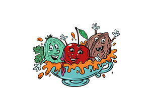 Vitamins and healthy berries, nuts, a Food Illustration by rogistok