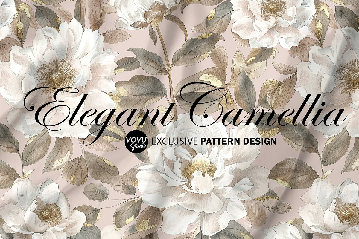 Elegant Camellia | Pattern Design, a Pattern Graphic by VOVU Studio (Photo 1 of 8)
