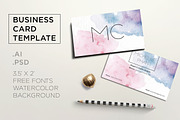 Creative watercolor business card, a Business Card Template by Chic templates (Thumbnail 1 of 3)