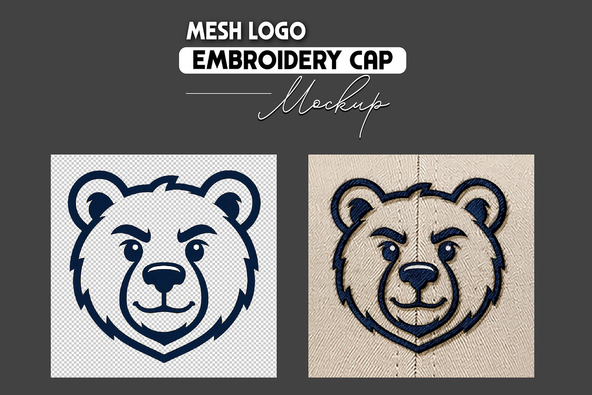Mesh Logo Embroidery Cap Mockup, a Hat Mockup by studiogstock (Photo 2 of 2)