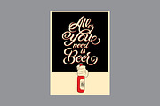 Beer calligraphic vector poster set., a Food Illustration by PoPaShop (Thumbnail 3 of 7)