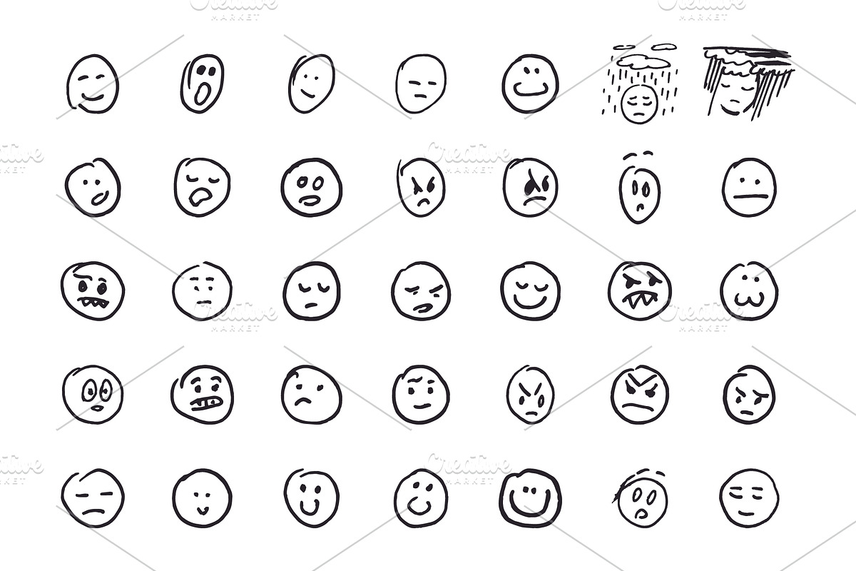 Sketch hand drawn emoji set, an Object Illustration by Artha Design Studio