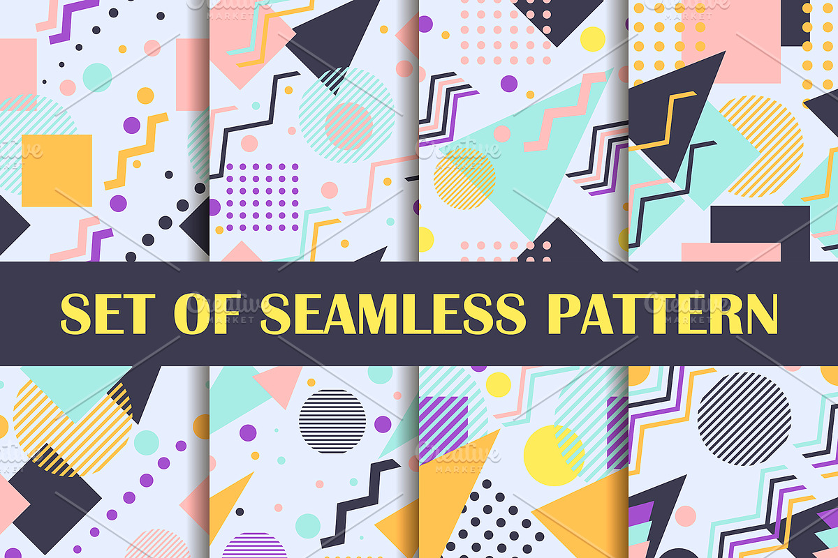 Memphis seamless pattern set, a Pattern Graphic by Andy Vinnikov